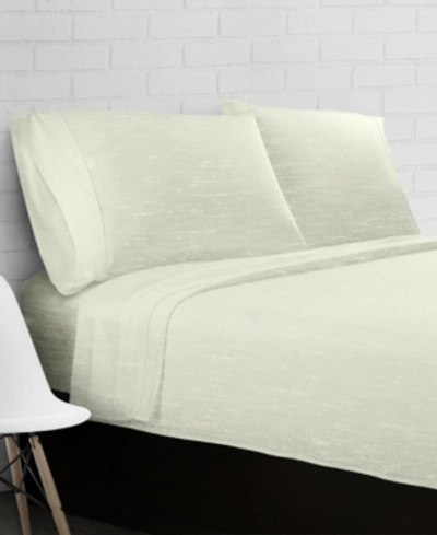 Ella Jayne Soft Heather Jersey Knit 4-piece Sheet Set - Full Bedding In Ivory