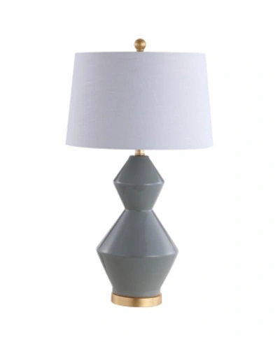 Jonathan Y Alba Geometric Ceramic/metal Led Table Lamp In Grey
