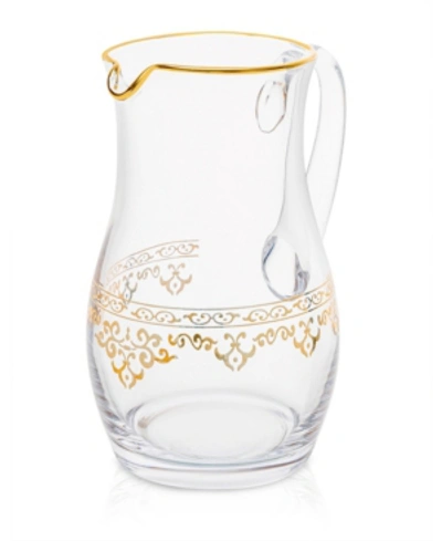 CLASSIC TOUCH GLASS WATER PITCHER WITH RICH GOLD-TONE DESIGN