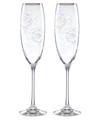 Lenox Silver Peony Toasting Flutes In Clear With Etched Peony Design