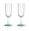 MARC NEWSON BY PALM TRITAN FOREVER-UNBREAKABLE FLUTE GLASS WITH GREEN NON-SLIP BASE, SET OF 2