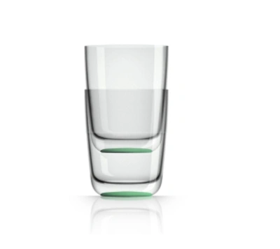 Marc Newson By Palm Tritan Forever-unbreakable Highball Tumbler With Green Non-slip Base, Set Of 2 In Green Glow-in-dark