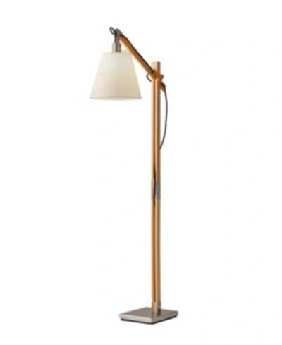 Adesso Walden Floor Lamp In Natural Rubber Wood