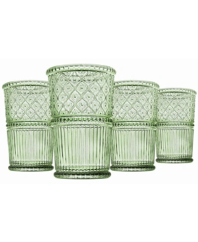 Godinger Claro Modern Vintage Tumbler Glasses, Set Of Four, 12 oz In Green