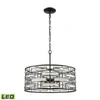 Elk Lighting Lineo 6 Light Chandelier In Matte Black With Clear Crystal In Black