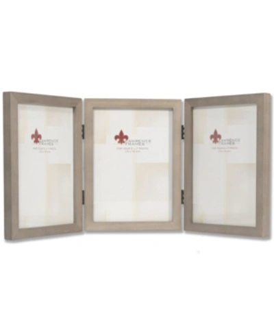 Lawrence Frames Hinged Triple Gray Wood Picture Frame In Grey
