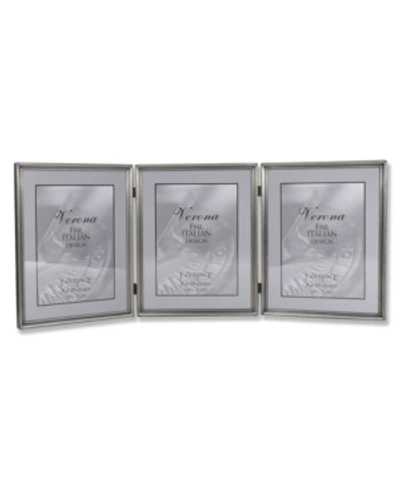 Lawrence Frames 11580t Brushed Pewter Bead Hinged Triple Picture Frame In Silver