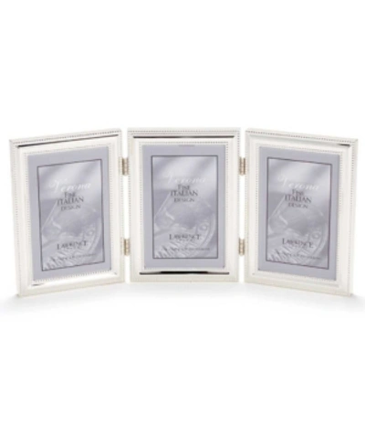 Lawrence Frames Hinged Triple Metal Picture Frame Silver-plate With Delicate Beading