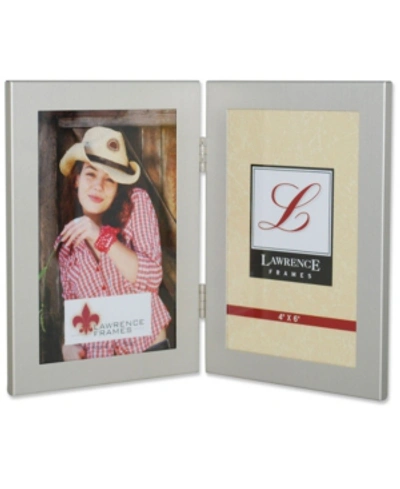 Lawrence Frames Brushed Silver Hinged Double Metal Picture Frame