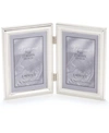 LAWRENCE FRAMES HINGED DOUBLE METAL PICTURE FRAME SILVER-PLATE WITH DELICATE BEADING