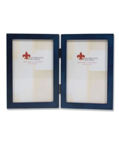 Lawrence Frames Hinged Double Blue Wood Picture Frame