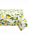 Design Imports Lemon Bliss Print Table Cloth 52" X 52" In Yellow