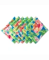 Design Imports Summer Floral Print Outdoor Napkin Set Of 6 In Blue
