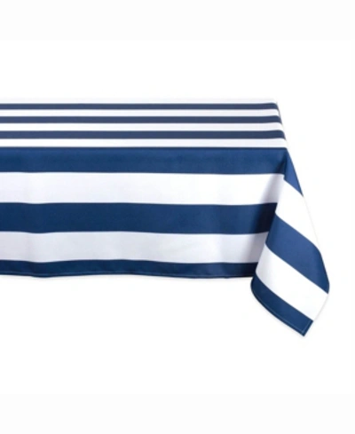 Design Imports Nautical Blue Cabana Stripe Outdoor Table Cloth 60" X 84" In Navy