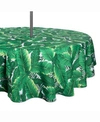 Design Imports Banana Leaf Outdoor Table Cloth With Zipper 52" Round In Green