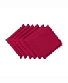 Design Imports Solid Wine Heavyweight Fringed Napkin Set Of 6 In Red