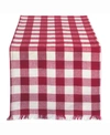 DESIGN IMPORTS WINE HEAVYWEIGHT CHECK FRINGED TABLE RUNNER 14" X 72"