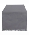 Design Imports Solid Gray Heavyweight Fringed Table Runner 14" X 72" In Grey
