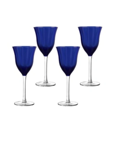 Qualia Glass Meridian 12 oz Wine Glasses, Set Of 4 In Blue