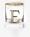 QUALIA GLASS MONOGRAM RIM AND LETTER E DOUBLE OLD FASHIONED GLASSES, SET OF 4