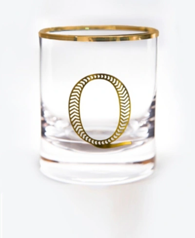 Qualia Glass Monogram Rim And Letter Q Double Old Fashioned Glasses, Set Of 4