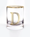 QUALIA GLASS MONOGRAM RIM AND LETTER D DOUBLE OLD FASHIONED GLASSES, SET OF 4