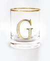 QUALIA GLASS MONOGRAM RIM AND LETTER G DOUBLE OLD FASHIONED GLASSES, SET OF 4