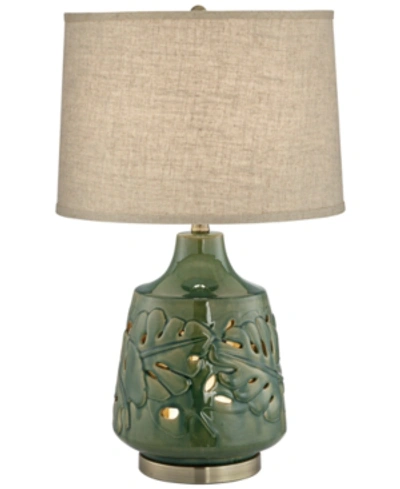 Pacific Coast Green Glaze Ceramic Table Lamp W/ Nightlight