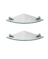 DANYA B SET OF 2 GLASS RADIAL FLOATING SHELVES WITH CHROME BRACKETS 10" X 10"