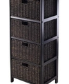 Winsome Omaha Storage Rack With 4 Foldable Baskets In Black
