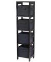 Winsome Capri 4-section N Storage Shelf With 4 Foldable Fabric Baskets In Black