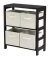 Winsome Capri 2-section M Storage Shelf With 4 Foldable Fabric Baskets In Beige
