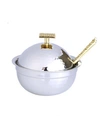 CLASSIC TOUCH TWO TONE STAINLESS STEEL HONEY DISH