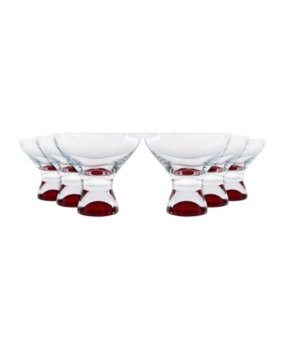 Red Vanilla Samba Colors Martini Dessert Glass 11 Oz, Set Of 6 In Red