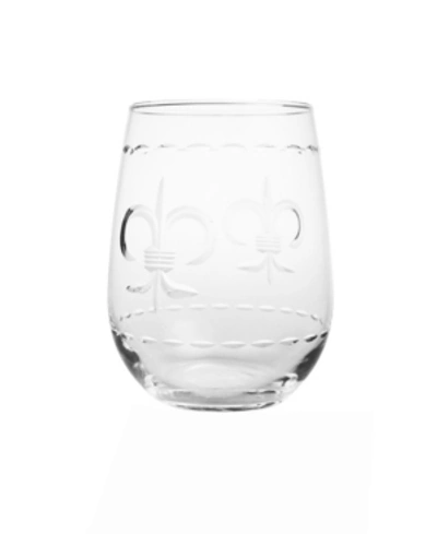 Rolf Glass Fleur De Lis Stemless Wine Tumbler 17oz - Set Of 4 Glasses In No Color