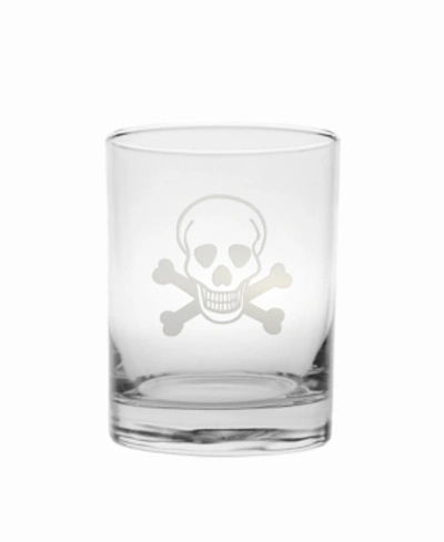 Rolf Glass Skull And Cross Bones Double Old Fashioned 14oz - Set Of 4 Glasses In No Color