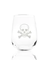 ROLF GLASS SKULL AND CROSS BONES STEMLESS 17OZ