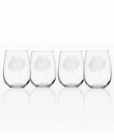 Rolf Glass Aspen Leaf Stemless Wine Tumbler 17oz - Set Of 4 Glasses In No Color