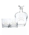 Rolf Glass Skull And Cross Bones 3 Piece Gift Set - Whiskey Decanter And Rocks Glasses In No Color
