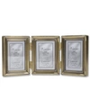 LAWRENCE FRAMES ANTIQUE GOLD BRASS HINGED TRIPLE PICTURE FRAME