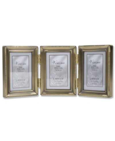 Lawrence Frames Antique Gold Brass Hinged Triple Picture Frame