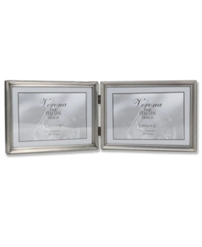 Lawrence Frames 11575d Brushed Pewter Bead Hinged Double Picture Frame In Silver
