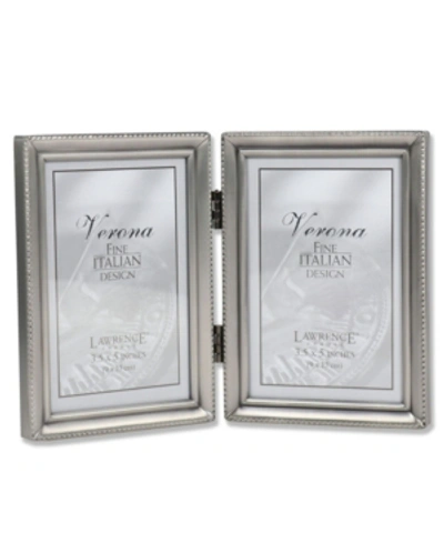 Lawrence Frames Antique Pewter Hinged Double Picture Frame In Silver