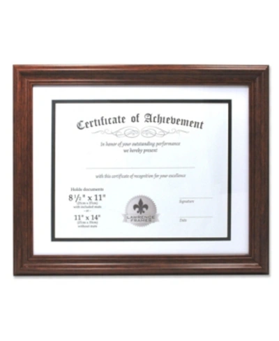 Lawrence Frames Dual Use Walnut 11" X 14" Certificate Picture Frame With Double Bevel Cut Matting For Document In Brown