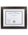LAWRENCE FRAMES DUAL USE EBONY 11" X 14" CERTIFICATE PICTURE FRAME WITH DOUBLE BEVEL CUT MATTING FOR DOCUMENT
