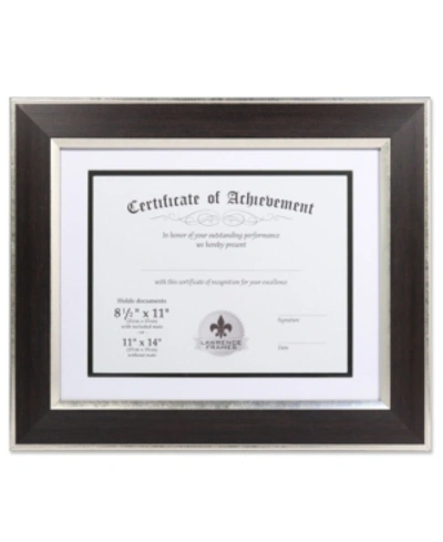 Lawrence Frames Dual Use Ebony 11" X 14" Certificate Picture Frame With Double Bevel Cut Matting For Document In Black