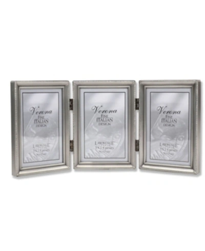 Lawrence Frames Antique Pewter Hinged Triple Picture Frame In Silver