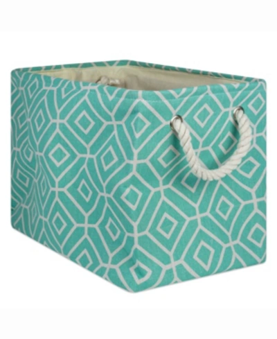 Design Imports 17" Rectangle Stained Glass Storage Bin In Turquoise