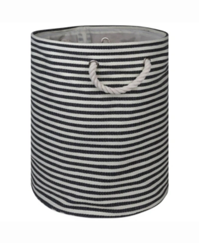 Design Imports Paper Bin Pinstripe, Round In Black