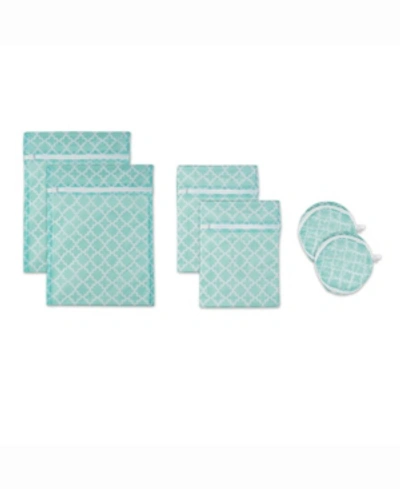 Design Imports Design Import Lattice Set F Mesh Laundry Bag, Set Of 6 In Turquoise
